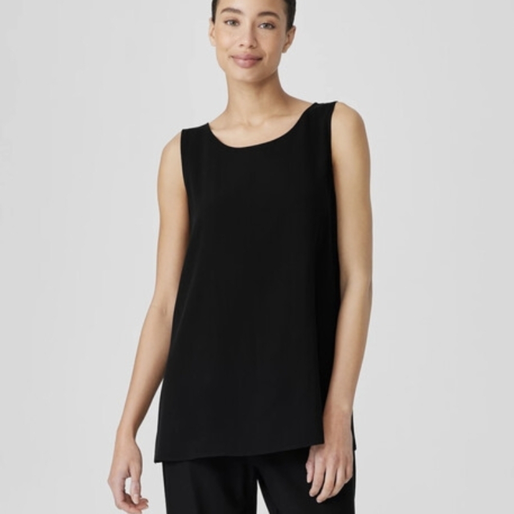 EILEEN FISHER BLACK STRETCH SILK JERSEY SHELL TANK 3X EXC CONDITION
